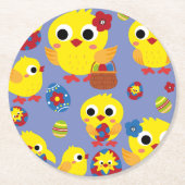 レトロハッチイースターエッグ ラウンドペーパーコースター (正面)