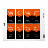 レトロハッピーなクリスマス　松の木と雪 ラベル (フルシート)