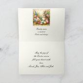 レトロハッピーイースターうさぎ/家族グリーティングカード カード (内部)