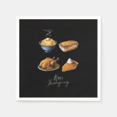 レトロハッピーサンクスギビング秋パンプキンパイ スタンダードカクテルナプキン (正面)