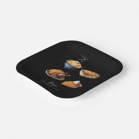 レトロハッピーサンクスギビング秋パンプキンパイ ペーパープレート (傾斜あり)