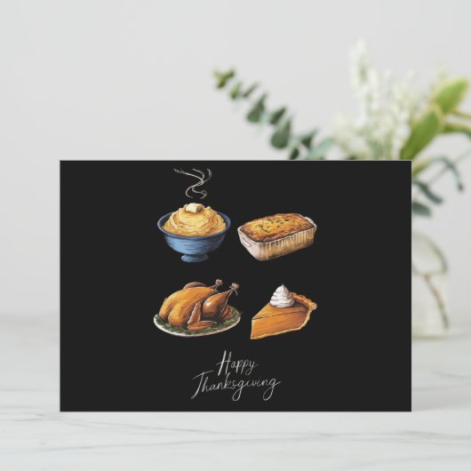 レトロハッピーサンクスギビング秋パンプキンパイ 招待状 (スタンド正面)