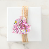 レトロハッピースマイル顔ピンク市松模様におもしろい誕生日 フェイバータグ (インサイチュ)