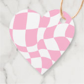 レトロハッピースマイル顔ピンク市松模様におもしろい誕生日 フェイバータグ (裏面)