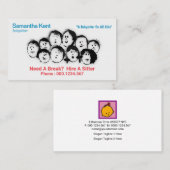 レトロハッピーチルドレンティーンエイジベビーシッティング 名刺 (正面/裏面)