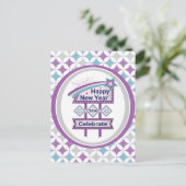 レトロハッピーニューイヤーサイン祝- Marquee  ポストカード (スタンド正面)