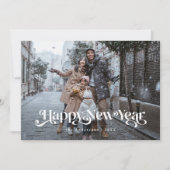 レトロハッピーニューイヤータイポグラフィ写真 シーズンカード (正面)