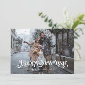レトロハッピーニューイヤータイポグラフィ写真 シーズンカード (スタンド正面)