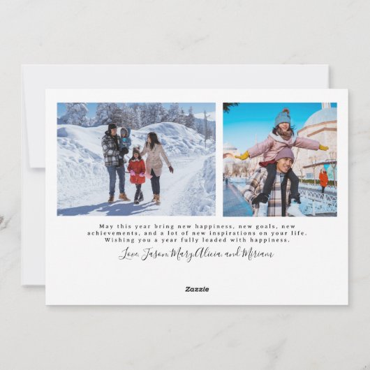 レトロハッピーニューイヤータイポグラフィ写真 シーズンカード (裏面)
