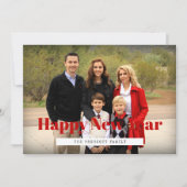 レトロハッピーニューイヤー家族の写真 シーズンカード (正面)