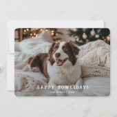 レトロハッピーハウリデードッグクリスマスグリーティングフォト シーズンカード (正面)
