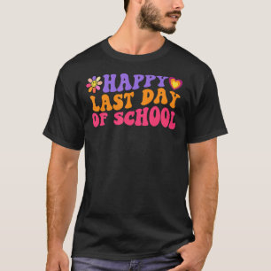 レトロハッピーハッピーデイオブスクールデイジーフラワーティーシュ Tシャツ