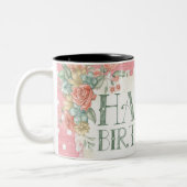 レトロハッピーバースデーコーヒーマグ ツートーンマグカップ (左)