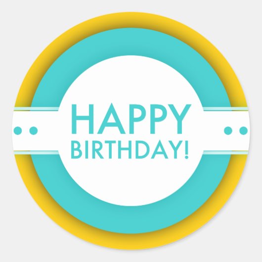 レトロハッピーバースデー ラウンドシール (正面)