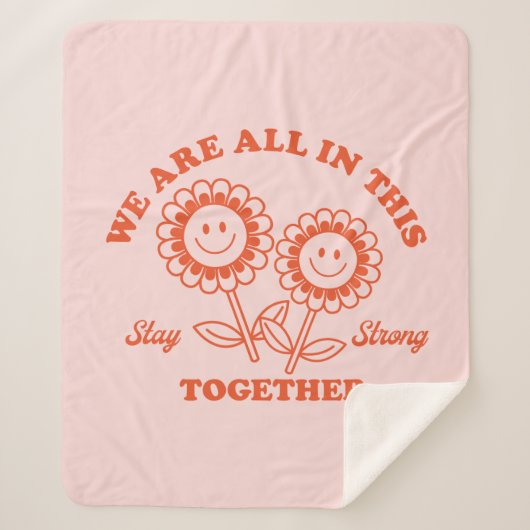 レトロハッピーフラワーグラフィック シェルパブランケット (正面)