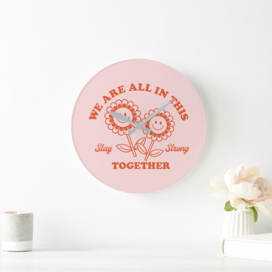 レトロハッピーフラワーグラフィック ラージ壁時計 (ホーム)