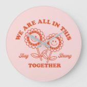 レトロハッピーフラワーグラフィック ラージ壁時計 (正面)