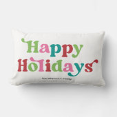 レトロハッピーホリデイズブライトホリデークリスマス ランバークッション (正面)