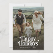 レトロハッピーホリデーズクリスマスフォトバーティカル シーズンカード (正面)