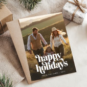 レトロハッピーホリデーズクリスマス縦方向の写真 シーズンカード