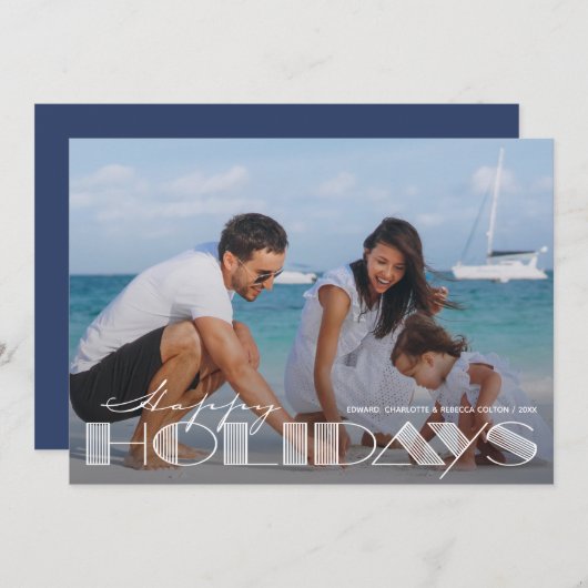 レトロハッピーホリデーズタイポグラフィクリスマス シーズンカード (正面/裏面)