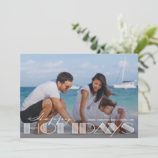 レトロハッピーホリデーズタイポグラフィクリスマス シーズンカード (スタンド正面)