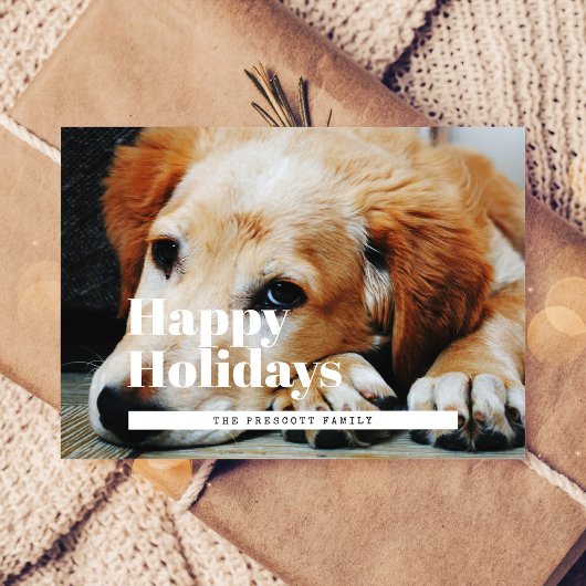 レトロハッピーホリデーズファミリーフォト ポストカード