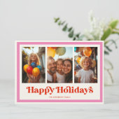 レトロハッピーホリデー ピンクレインボーフレーム 3枚写真 シーズンカード (スタンド正面)