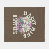 レトロハッピーマインドハッピーライフ フリースブランケット (正面(横))