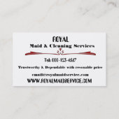 レトロハッピーレディーメイドB&Wクリーニングサービス 名刺 (裏面)