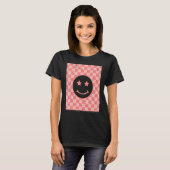 レトロハッピー市松模様に顔パターン_2 Tシャツ (正面フル)