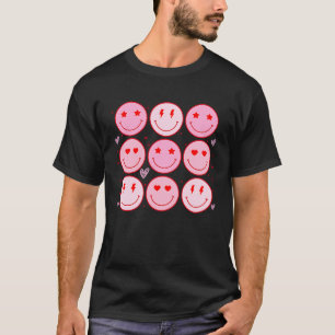 レトロハッピー顔ピンクかわいいバレンタインデーGro Tシャツ