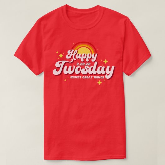 レトロハッピーTwosday期待素晴らし事項 Tシャツ (デザイン正面)