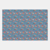 レトロハミングバードパターン ラッピングペーパーシート (正面3)