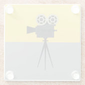 レトロハリウッドカメラカラーブロック ガラスコースター (裏面)