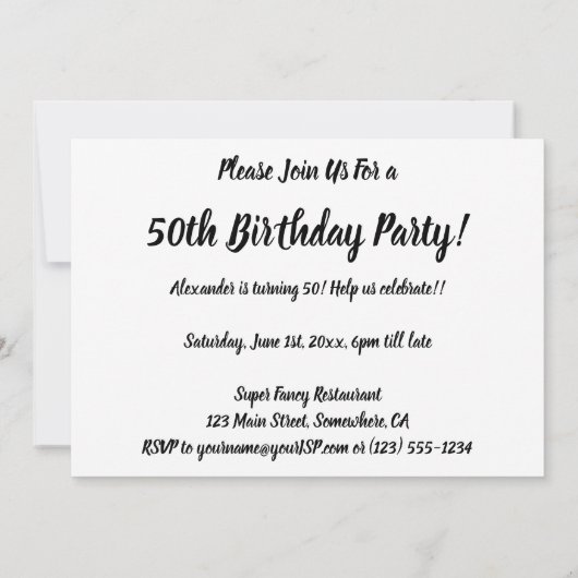 レトロハリウッドテーマアダルトハッピーバースデーパーティー 招待状 (裏面)