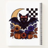 レトロハロウィンのコウモリと月のゴシック調デザイン ノートブック (裏面)