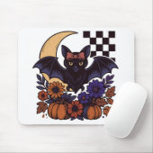 レトロハロウィンのコウモリと月のゴシック調デザイン マウスパッド (マウス)