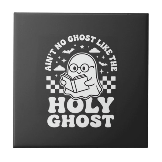 レトロハロウィンの幽霊デザイン_1 タイル (正面)
