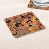 レトロハロウィンオラマ スクエアペーパーコースター (アングル)