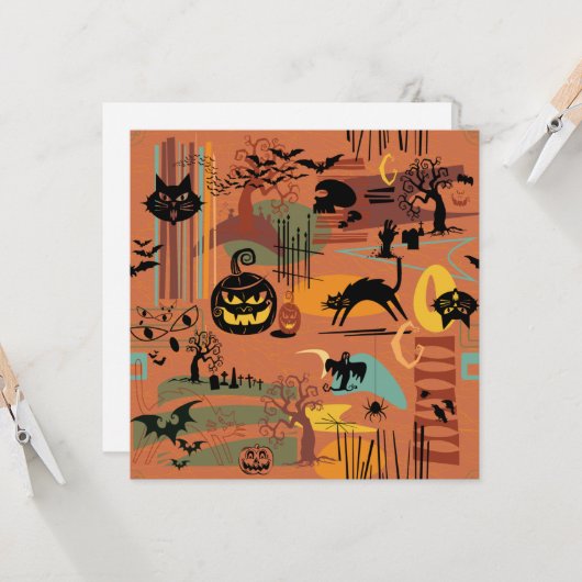 レトロハロウィンオラマ 招待状 (正面/裏面インサイチュ)