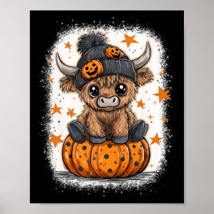 レトロハロウィンカウカボンプキン秋カウサンクスギビング ポスター