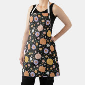 レトロハロウィンカボチャと花のパターン エプロン (インサイチュ)