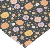 レトロハロウィンカボチャと花のパターン ショートテーブルランナー (コーナー)