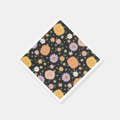 レトロハロウィンカボチャと花のパターン スタンダードカクテルナプキン (角)