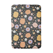 レトロハロウィンカボチャと花のパターン バスマット (正面縦)