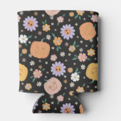 レトロハロウィンカボチャと花のパターン 缶クーラー (裏面)