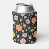 レトロハロウィンカボチャと花のパターン 缶クーラー (缶裏面)