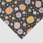 レトロハロウィンカボチャと花のパターン 薄葉紙 (詳細)