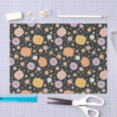 レトロハロウィンカボチャと花のパターン 薄葉紙 (クラフト)